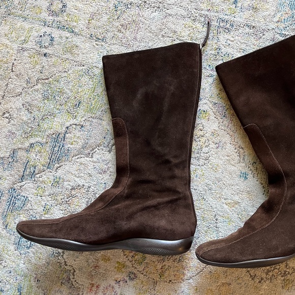 Prada Brown Suede Leather Designer Riding Boots Size 40 US 9.5 to 10 - Picture 7 of 13